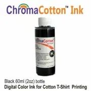 1 BLACK COLOR INK REFILL BOTTLE INKJET PRINTER PRINT COTTON T-SHIRT 60ml