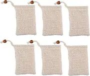 MERRYHAPY 6pcs Exfoliating Soap Pouch Handmade Soap Storage Bags with Wooden Bead Durable Mesh Holder for Bath and Shower Quick Drying and Lathering