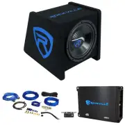 Rockville RV10P 10" 500w Subwoofer+Vented Sub Enclosure Box+Amplifier+Amp Kit