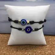 2 PC Evil Eye Bracelets Set Jewelry Unisex Bead Charm String Knot Bracelet 4403