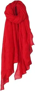 ZEBEYE Elegant Soft Wraps Ladies Scarves,Long Scarves, Women Solid Color Long Scarf Wrap Vintage Cotton Linen Large Shawl Hijab Elegant Fuchsia (Color : Red), Red