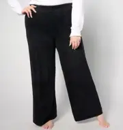 Barefoot Dreams Petite CozyChic Lite Wide-Leg Seamed Pants Black PM A630192