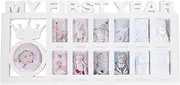 Newborn Photo Frame, 12 Small Photo Frames, Record Baby Monthly Growth, Baby Photo Frame for Decoration, Christening Gifts (White)