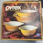 Vintage Pyrex 4 Pc Mixing Bowl Set Butterfly Gold 440-4-N