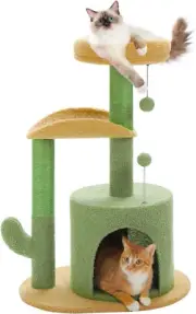 Cactus Cat Tree 32 Inches Small Cat Tower with Sisal Covered Scratching Post, Co