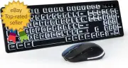 Wireless Keyboard and Mouse - Large Print Wireless Keyboard, 2.4G Full Size Key