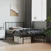 Metal Bed Frame with Headboard and Footboard Black 107x203 cm King Single Size