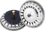 Steel Sink Strainer Plug, 2-Pack Kitchen Drain Stainless Stopper Basket Filter - Effective Strainer and Sink Waste Plug