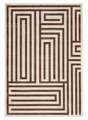 Manale Brown Geometric Washable Rug