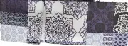 Peva Vinyl Flannel Back Kitchen Tablecloth 60"Round,BLUE MEDALLION PATCHWORK,DBD