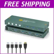 4 Computer HDMI KVM Switch with 3 USB Ports - Easy Button Switching, 1 Package