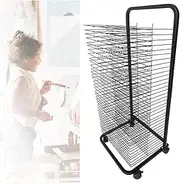Art Drying Rack 35 Shelves,Mobile Classroom Drying Rack,Metal Art Work Storage Display Rack,Space Saving Rack for Classroom School Art Club and Art Studio (Black)