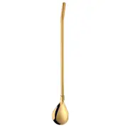 Reusable Drinking Straws Spoon Stainless Steel Metal Straws Cocktail Stirring Spoon Bar Milk Coffee Stirring Tools