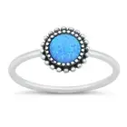 Bali Ring Sterling Silver 925 Blue Lab Opal Oxidized Face Height 10 mm Size 10