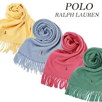 在飛比找Yahoo奇摩購物中心優惠-RALPH LAUREN POLO彩色小馬刺繡羊毛圍巾-多色