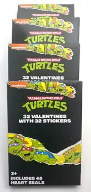 Lot of 4 - Teenage Mutant Ninja Turtles TMNT - 32 Valentines/Stickers
