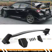 FOR 17-2021 CIVIC 5DR FK7 GLOSSY BLACK FK8 TYPE R STYLE TRUNK WING+ ROOF VORTEX (for: Honda Civic)