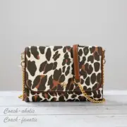 NWT Tory Burch Emerson Printed Chain Wallet Crossbody In Leopard Print