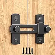 Double 2 C Barn Door Lock, Sliding Barn Door Lock Hardware Gate Latches, Carbon Steel Door Latches for Barn Door Cabinet Window Closet Door, Black