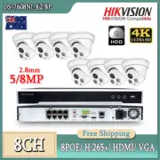 HIKVISION 8CH 8POE 8MP 5MP IP Camera CCTV Security Camera System Kit POE Outdoor