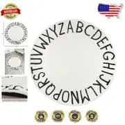 Beige Soft Crawling Play Mat - Round 63 Inch Alphabet Rug for Children's Room