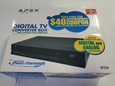 APEX Digital TV Converter Box DT250 Analog Pass Through Remote Over the Air OTA