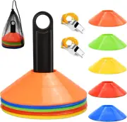 Soccer Cones for Training (25 Pcs) with Mesh Bag & Whistle - Flexible & Heavy Du