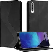 [Fatcatparadise] Compatible with Samsung Galaxy A70 5G Case, Mobile Phone Case for Samsung A70 5G Case PU Leather Folding Wallet Magnetic Case Mobile Phone Flip Case Protective Case Holster (Black)