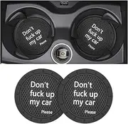 Cup Holder Coasters, 2.75 Inch Non-Slip PVC Insert Coaster, Anti-Scratch Auto Cup Mats for Women Men, Vehicle Interior Accessories Universal for Car, SUV, Truck (2PCS) (Black)