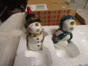 Vintage Westland Kissing Snowmen Snowman Magnetic Salt Pepper Shaker Set NIB