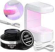 MIZHSE Solid Nail Glue Gel for Nails and Mini U V Light LED Lamp for Cured Press on Nail Tips, Long Lasting Rhinestone Glue for Nail Salon 18g