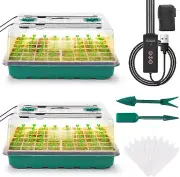 Seed Starter Tray, 96-Cell Seedling Kit with Humidity Domes and Grow Light