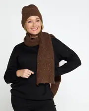 Thredbo Beanie & Scarf Set - Chocolate