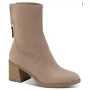 Brand New Sun + Stone Lyraaf Taupe Brown Heeled Ankle Booties Boots zipper 11M