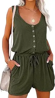 [Generic] Loose Jumpsuits for Women Casual Jumpsuits for Women Summer Women's Summer Scoop Neck Button Down Sleeveless Rompers