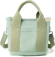 [Sisaiex] Calendarm-USA Japanese Canvas Bag, Calendarm Japanese Handmade Large Capacity Multi-Pocket Handbag, Handmade Japanese Tote Bag with Pockets (one,Green)