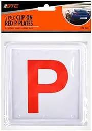 BTC Plate P QLD Red Clip on Plate 2-Pieces Set