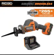 RIDGID 18V Subcompact Brushless Cordless Reciprocating Saw Kit w/ Battery & Char
