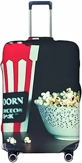 [CADREWY] Movie Clapboard And Popcorn Print Travel Suitcase Cover Luggage Protector with Elastic Anti Scratch for Carry On, Black, Medium