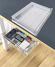 RINGSUN Under Desk Drawer, Large Under Desk Organiser Pull Out Drawers, Hidden Sliding Drawer for Home Office Kitchen Cabinets Stationary, Transparent (Extra Large)