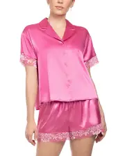 In Bloom by Jonquil Satin Floral Lace Shortie Pajama Set