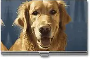 [VFMKT] Slim Metal Business Card Holder Portable Business Card Case Pocket Name Card Holder Golden Dog Wallet for Men Women Office Travel, style, One Size