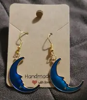 Handmade Blue Moon & Star Earrings