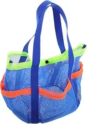 [Kisangel] Large Mesh Beach Bag for Women Multi Pocket Beach Tote with Handheld Design for Toiletries Swimming Gear and Travel and Versatile for Family Outings and Camping