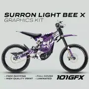 Surron Light Bee X Graphics Kit FOX STRIPES PURPLE White Decals Stickers