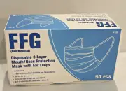FFG Face Masks Disposable 3 Layer Non Medical Mask, 1 Size Fits All (50 PCS)