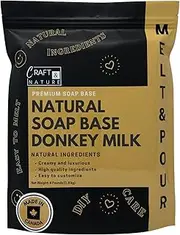 [Craft & Nature] 4 LB All Natural Unscented Donkey Milk Moisturizing Glycerin Melt and Pour Soap Base for Soap Making
