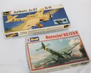 2 REVELL Junkers JU87 ,Henschel HS 129 B German Military Plane, 1:72 Model kit