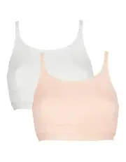 [Royce Lingerie] Lola Cotton Crop Top High Neck Teen Bra (2 Packs) in Peach/White