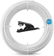 60FT 1/4 Inch O.D.RO Water Tubing,NSF Certified Pipe for RO(Reverse Osmosis) Water Purifier Filter System,BPA free Flexible Plastic Hose(white)+Tube Cutter